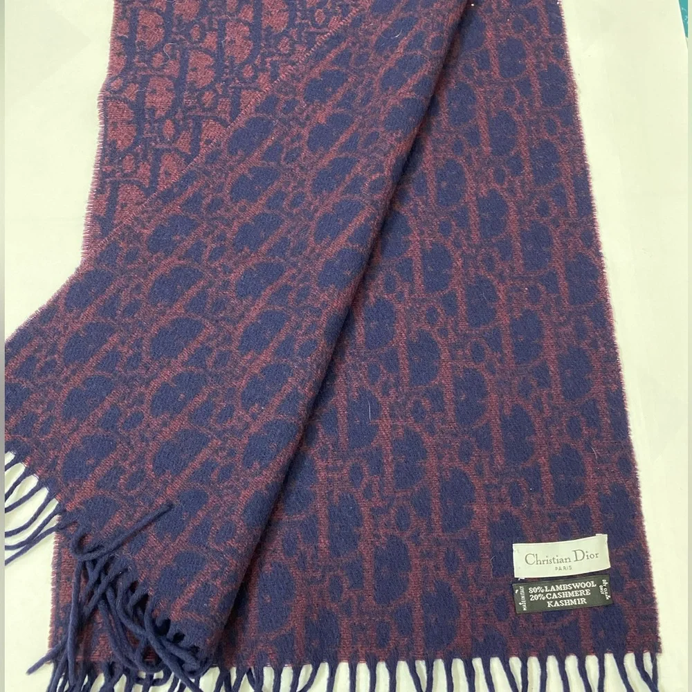 CHRISTIAN DIOR Lambswool Oblique Jacquard Scarf